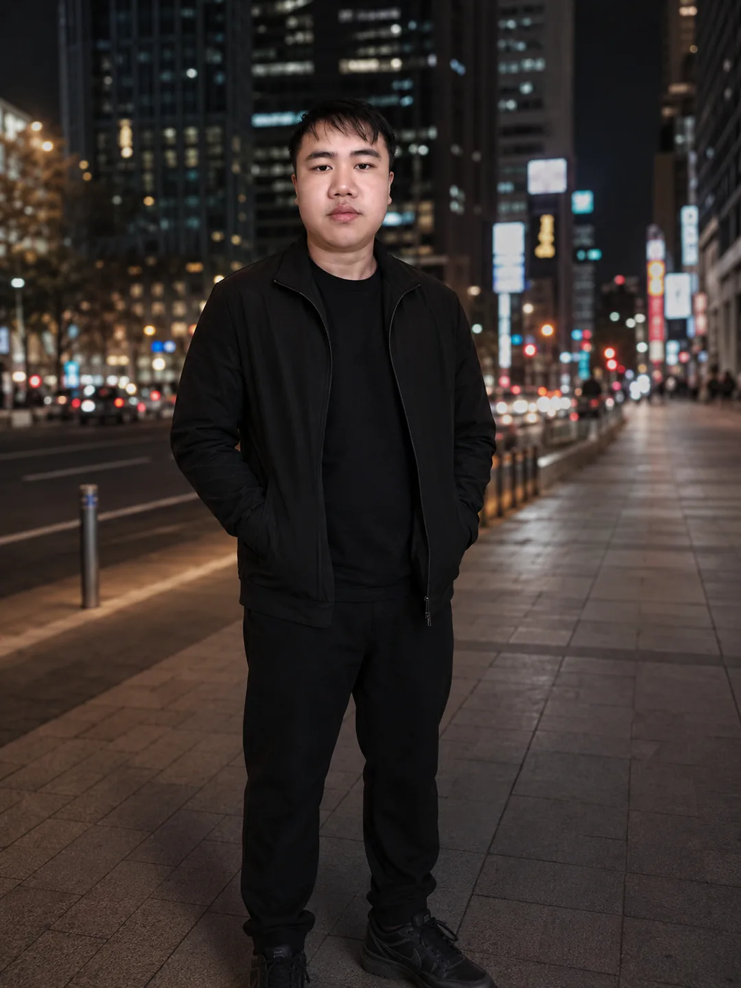 城市夜景中的尹志豪